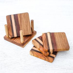 Premium Handmade Wooden Coasters for <b>Drinks</b>, Rustic Tabletop Protection and Elegant Home Decoration - Product Image 3