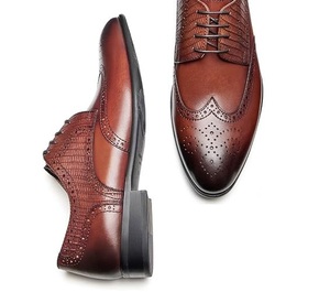 Último Diseño, Personaliza tu Propio Logotipo, Fabricante, Venta al por Mayor, Botas de Color Marrón de Buena Calidad, Zapatos de Cuero Genuino para Caballero con Cordones - Product Image 3