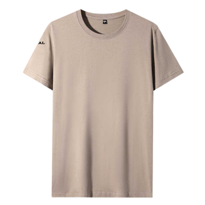 เสื้อยืดคอกลมสีแดงสำหรับผู้ชาย ผ้าฝ้าย ทรงปกติ แขนสั้น สีพื้น ผ้าเจอร์ซีย์ถักลำลอง คอกลม - Product Image 6