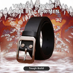 Cinturón de Cuero Vacuno Vintage de Alta Calidad para Hombre, Estilo Casual, Combinable con Todo, con Hebilla de Acero Inoxidable - Product Image 2