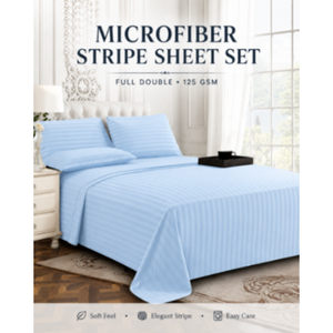 Juego de Sábanas de Microfibra TC Estándar de 125 g/m² con Rayas, Tamaño King, para Hogar u Hotel, Incluye Funda de Almohada Elegante - Product Image 1