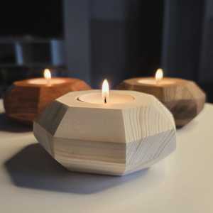 Unique Shape Modern Wooden <b>Tea</b> Light Holder Artisan Crafted Geometric Candle <b>Stand</b> for Contemporary Home Decoration - Product Image 6