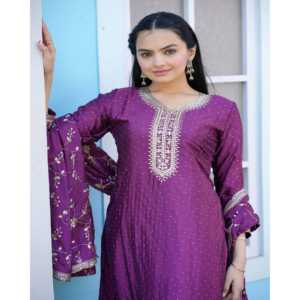 Designer Women's Party Wear <b>Suit</b> Set Sequence Embroidered and Stone Worked - Product Image 3