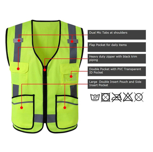 เสื้อกั๊กนิรภัยสะท้อนแสงแบบกำหนดเองสำหรับ OEM พร้อมช่องใส่บัตรประจำตัว ช่องใส่ไมโครโฟน ซิป และช่องเก็บของหลายช่อง เหมาะสำหรับงานก่อสร้าง ขายส่งสำหรับธุรกิจ B2B - Product Image 6