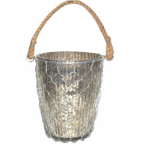 Artículo de lujo Colgante Linterna de huracán con alambre de metal Trabajo de ratán Tarro de vidrio Artesanía rústica Diseño único 2025 Producto superior - Product Image 5