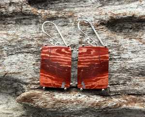 Red Jasper Earrings 925 Sterling Silver Geometric Setting Handmade Natural Gemstone Earrings Jewelry Gift For Women - Product Image 1