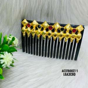 Peineta de Pelo Ligera de 8 cm con Diseño Geométrico y Floral, Chapada en Oro y Plata, de Aleación de Zinc - Product Image 1