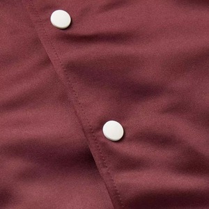Men's <b>Burgundy</b> Varsity <b>Jacket</b> Turn-down Collar Button Closure Preppy Style Autumn Wear Regular Fit Solid Color Polyester Shell - Product Image 6