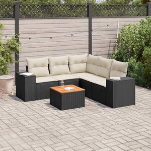 Conjunto de Sofá Modular Mediano de Ratán PE Negro para Jardín, Muebles Elegantes para Exteriores - Product Image 1