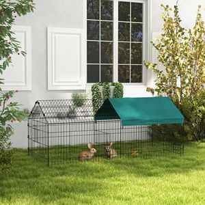 Recinto per piccoli animali da 73 pollici con tetto in ferro per conigli, galline, cincillà, gatti, anatre, chiusura sicura con bottoni a scatto - Product Image 2