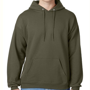 Sudadera con Capucha para Hombre, Color Verde Oliva, Corte Regular, Tejido de Felpa, Color Sólido, Informal, Ecológica, 100% Algodón, Ropa de Invierno - Product Image 1