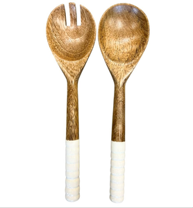 Ensemble de cuillères à salade en bois de style indien 2026 avec poignées florales – Ustensiles de service écologiques pour salades et dîners - Product Image 6