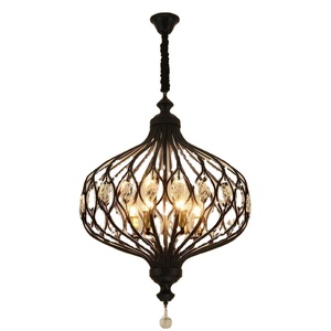 Modern Circular Indoor Hanging Lantern With Crystals And Metal Frame For Home Restaurants Bars And Hotels - Product Image 2