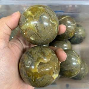Sphère de pierre de dragon septarée, boule de cristal naturelle, pierre fossile polie, motif unique, diamètre 5 cm - Product Image 4