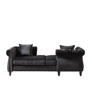 Ciniglia da 81 pollici faccia a faccia Chaise Lounge con braccia arrotolate chiodati Design con bottoni a ciuffo per soggiorno ufficio camera da letto - Product Image 4