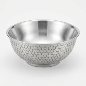Tazón para Ensalada Hecho a Mano de Acero Inoxidable SS304 con Acabado Satinado y Diseño de Panal de Abeja, 23 cm, para Decoración del Hogar y Uso en Hoteles - Product Image 1