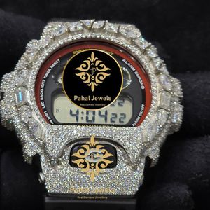 Montre numérique de luxe Pahal Jewels avec diamants, 45 mm, résistante aux chocs, affichage LED, bracelet en acier inoxydable unisexe - Product Image 3