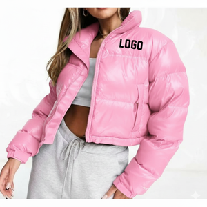 OEM Factory Custom logo Silver Gold Color Winter Warmth Puff <b>Short</b> <b>Jacket</b> Women's Padding Quilted <b>Short</b> <b>Jacket</b> - Product Image 1