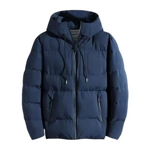 Parka unisexe d'hiver en toile écologique avec doublure en cuir, col montant, épaissie, mi-longue, pour homme, style vêtement de travail - Product Image 2