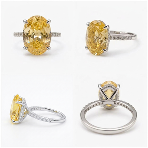 S925 Moissanite Luxury <b>Ring</b> Rhodium Plated Big Stone <b>Couple</b> Engagement <b>Ring</b> Size 6-9 - Product Image 3