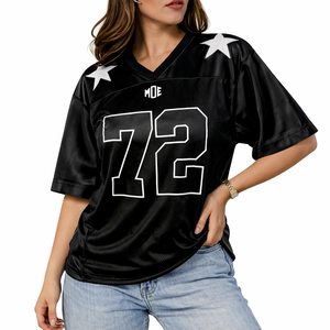 Maillot de football américain unisexe personnalisé en tissu sport premium, style streetwear ample et oversize avec broderie et maille - Product Image 2