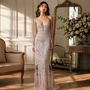 Vestido de Noche de Sirena con Cuentas de Cristal de Lujo para Mujer, Elegante, Sin Mangas, para Fiesta de Graduación, Cóctel, Alfombra Roja, Formal, Maxi - Product Image 2
