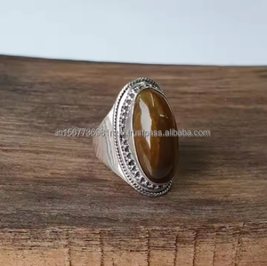 Anillo de ojo de tigre más vendido, anillo de piedras preciosas grandes de plata esterlina, anillo de declaración, anillo de piedras preciosas ovaladas de plata esterlina 925 - Product Image 2