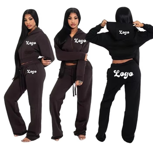 Winter Eco-Friendly Casual Distressed Two-Piece <b>Tracksuit</b> Set 100% Cotton Custom Logo Embroidered Hooded Sweatpants - Product Image 1