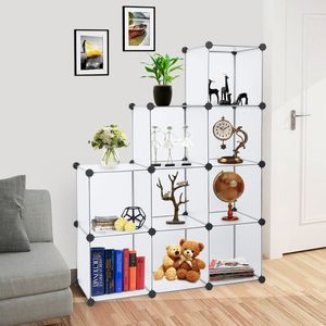 Armadio componibile a 9 cubi bianco, scaffali contenitori, organizer a cubi per pareti del bagno - Product Image 4