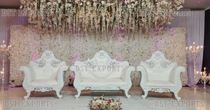 Juego de Muebles Maharaja de Madera Tallada para Bodas Musulmanas, Venta Directa de Fábrica, Sofá/Sillón de Lujo para Eventos de Boda - Product Image 6