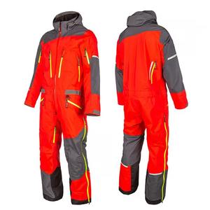 Men's Unisex Waterproof Breathable Workwear Suit Gray <b>Red</b> Hooded Zipper Closure Front Logo Outdoor Ski & Snow Coverall - Product Image 2