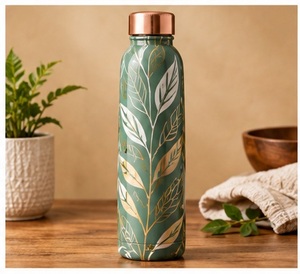 Botella de Agua de Cobre con Diseño Floral, Redonda, Duradera, con Impresión Digital, para Promociones - Product Image 4
