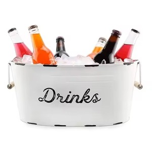 Polished Finish Metal Ice Beverage Tub Stainless Steel Party Cooler Bucket Wine Beer Chiller Tub Bar Use - Product Image 1