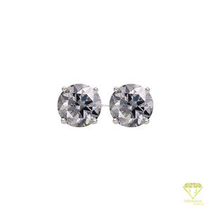 Boucles d'oreilles clous en diamant rond brillant cultivé en laboratoire, argent sterling 925, bijoux étincelants de qualité supérieure, cadeau pour elle - Product Image 3
