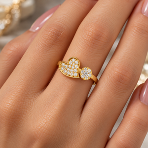 แหวนรูปหัวใจประดับเพชรทรงดอกไม้ ดีไซน์โรแมนติก ทองคำขาว 14K ชุบโรเดียม เพชรเพาะเลี้ยงในห้องปฏิบัติการ รับรองโดย IGI ของขวัญ Toi Et Moi เครื่องประดับสั่งทำ OEM - Product Image 3