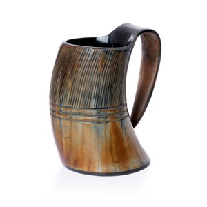 Chope à bière en corne de bœuf naturelle de qualité supérieure, faite à la main, article cadeau décoratif - Product Image 3