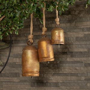 Juego de Campanas Navideñas de Latón Vintage, Adornos Decorativos Hechos a Mano, Forma Irregular, Acabado Antiguo - Product Image 5