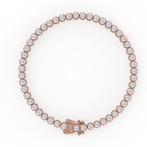 Elegante Pulsera de Tenis con Diamantes Redondos Brillantes, Oro de 14K/18K, Engaste de Ilusión con Puntas, Joyería Fina para Regalo de Aniversario de Bodas para Mujer - Product Image 5