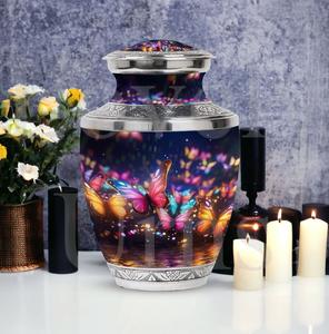 Urna Conmemorativa Decorativa con Mariposas en el Bosque, para Cenizas Humanas, Recuerdo Funerario Eterno - Product Image 5