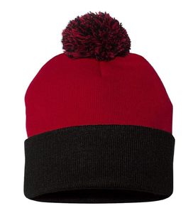 Gorro Unisex Rojo y Negro, Gorro de Invierno Tejido, Diseño con Borde, Color Sólido, para Adultos, Circunferencia de Cabeza 56-58CM - Product Image 1
