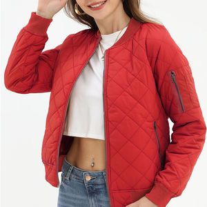 Latest Model Breathable <b>Cropped</b> Women's Outerwear Bomber <b>Jacket</b> Good Quality Girls Zipper Up Bomber Quilted <b>Jacket</b> Women Outdoor - Product Image 5