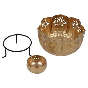 Juego de cuencos Taj Urli de moda para decoración de Puja, de latón duradero, para decoración de Diwali en interiores, cuenco flotante Diya con soporte. - Product Image 5
