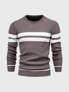 Pull à col rond rayé pour homme – Pull en tricot rayé élégant, parfait pour un usage décontracté, confortable et polyvalent - Product Image 5