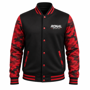 Ropa para Hombre Talla Grande, Chaqueta Universitaria de Béisbol de Manga Larga, Chaqueta Universitaria de Béisbol con Letras Bordadas, Último Estilo - Product Image 1