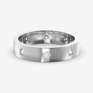 Bague de mariage en or jaune 14 carats massif de 4 mm de large, 0,32 carats, 8 pierres, diamant de laboratoire minimaliste certifié IGI, sertissage encastré, empilable - Product Image 2