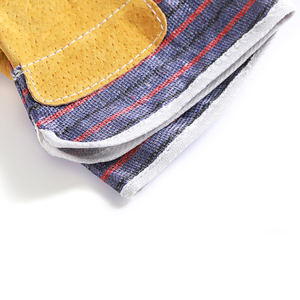 Gants de travail en cuir, longueur poignet, doublure en coton rayé, respirants, pour la sécurité en extérieur, utilisation printemps-automne - Product Image 2