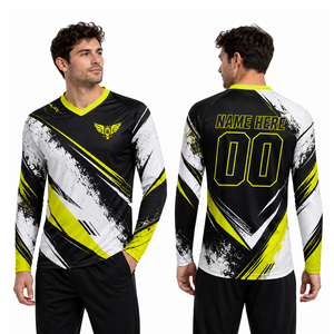 Jersey de Motocross Personalizado Verde y Negro, Manga Larga, Camiseta de Carreras MX para Motocross, Sublimada, Ropa para Motociclismo Todoterreno - Product Image 1