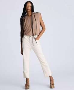 Jeans de mujer de tiro alto de pierna recta con puños anchos | Kenneth Cole - Product Image 5