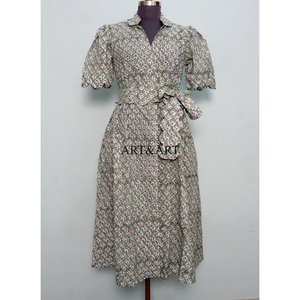Vestido Moderno Casual de Manga Corta para Fiesta, Estilo Dulce y Elegante para Mujer, Estampado a Mano, de Algodón, Tipo Canguro, Cómodo y Corto - Product Image 1
