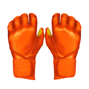 Guantes de Béisbol Naranja con Dedos Separados, Material PU, Cierre de Gancho y Bucle Antideslizante, para Adultos, para Todas las Temporadas - Product Image 1